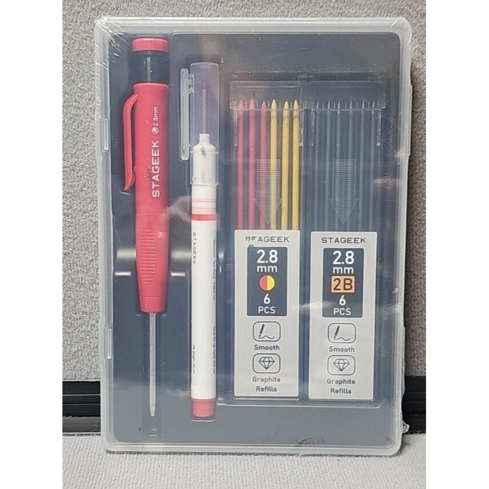 STAGEEK Carpenter Pencils Set with Sharpener, Heavy Duty Woodworking Tools